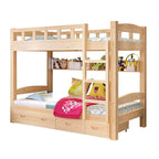 Modern Wood Bunk Bed with Ladder and Storage for Kids