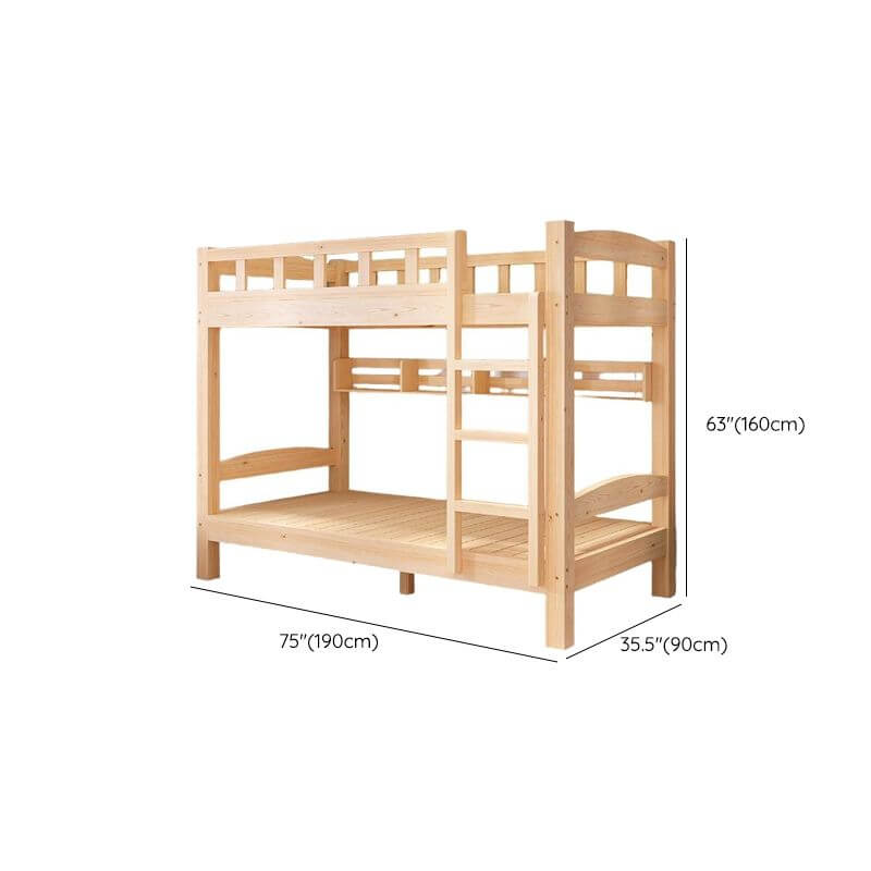 Modern Wood Bunk Bed with Ladder and Storage for Kids Dimensions