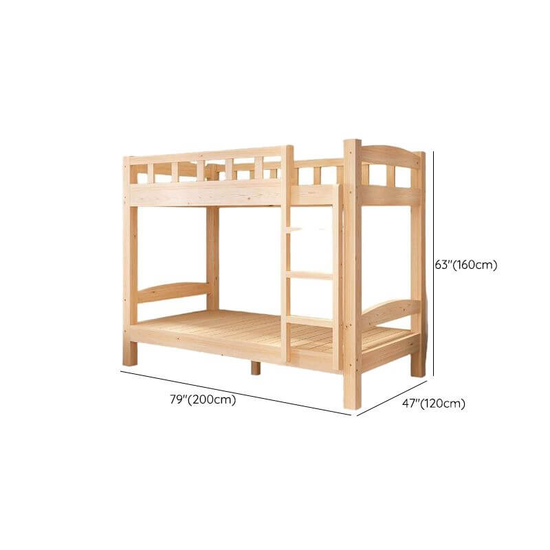 Modern Wood Bunk Bed with Ladder and Storage for Kids Dimensions
