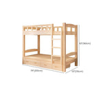Modern Wood Bunk Bed with Ladder and Storage for Kids Dimensions