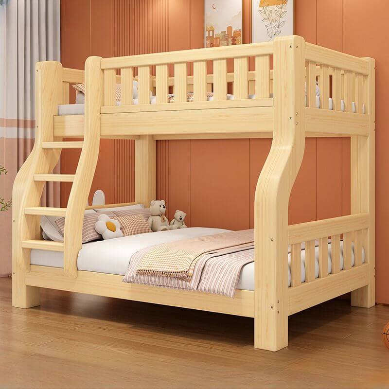 Modern Wood Bunk Bed with Ladder for Kids - Stylish & Functional