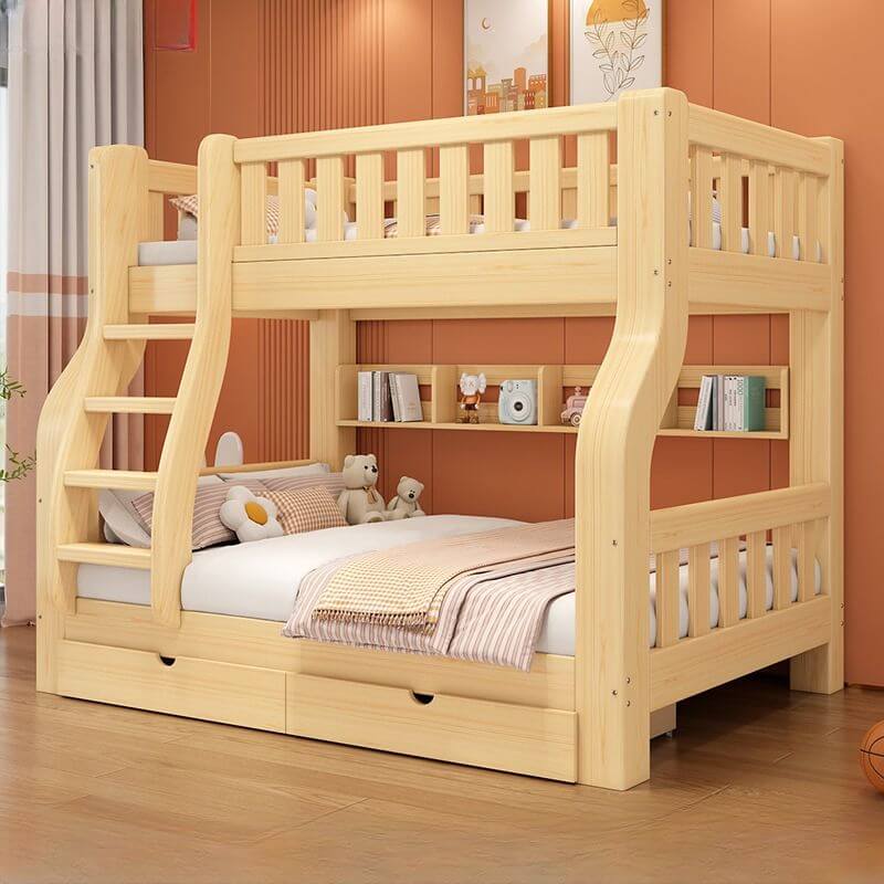 Modern Wood Bunk Bed with Ladder for Kids - Stylish & Functional