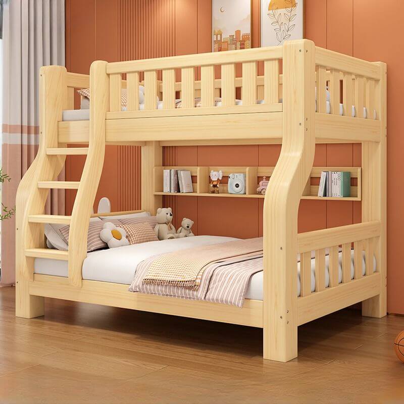 Modern Wood Bunk Bed with Ladder for Kids - Stylish & Functional