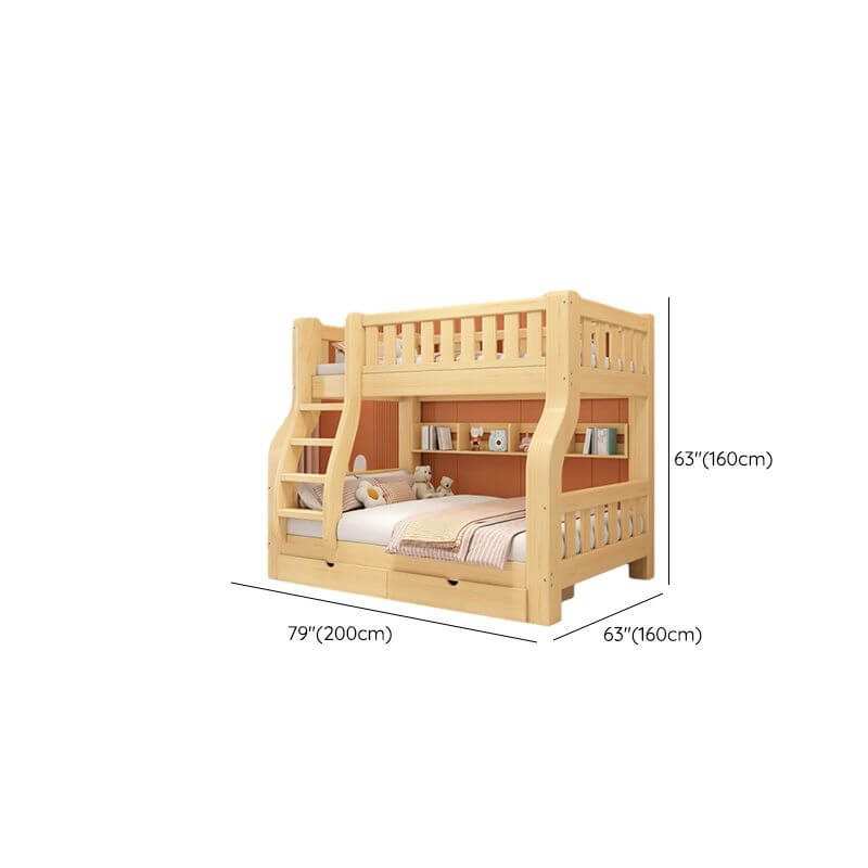 Modern Wood Bunk Bed with Ladder for Kids - Stylish & Functional Dimensions