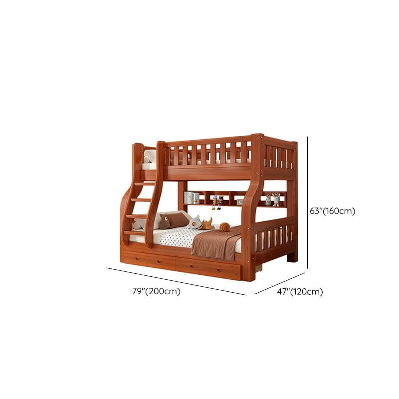 Modern Wood Bunk Bed with Ladder for Kids - Stylish & Functional Dimensions