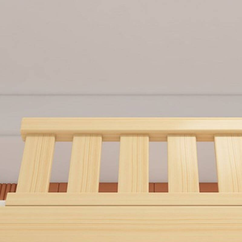 Modern Wood Bunk Bed with Ladder in Natural Finish