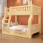 Modern Wood Bunk Bed with Ladder in Natural Finish