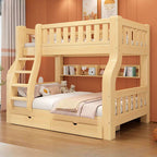 Modern Wood Bunk Bed with Ladder in Natural Finish