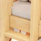 Modern Wood Bunk Bed with Ladder in Natural Finish