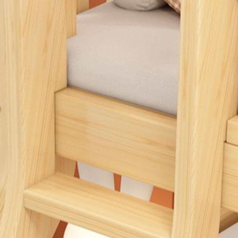Modern Wood Bunk Bed with Ladder in Natural Finish