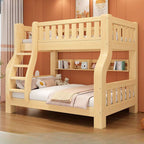 Modern Wood Bunk Bed with Ladder in Natural Finish