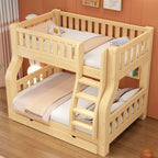 Modern Wood Bunk Bed with Ladder in Natural Finish