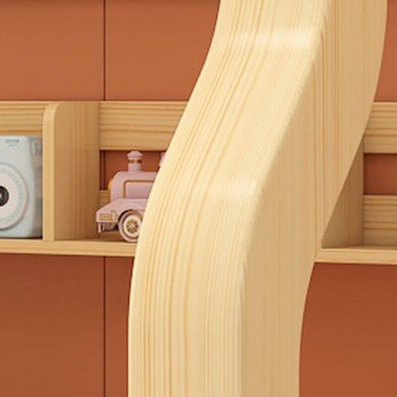 Modern Wood Bunk Bed with Ladder in Natural Finish