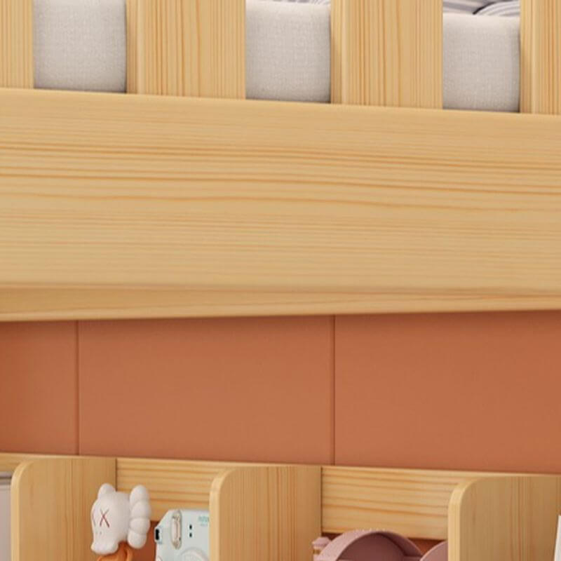 Modern Wood Bunk Bed with Ladder in Natural Finish