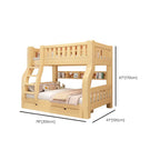Modern Wood Bunk Bed with Ladder in Natural Finish Dimensions