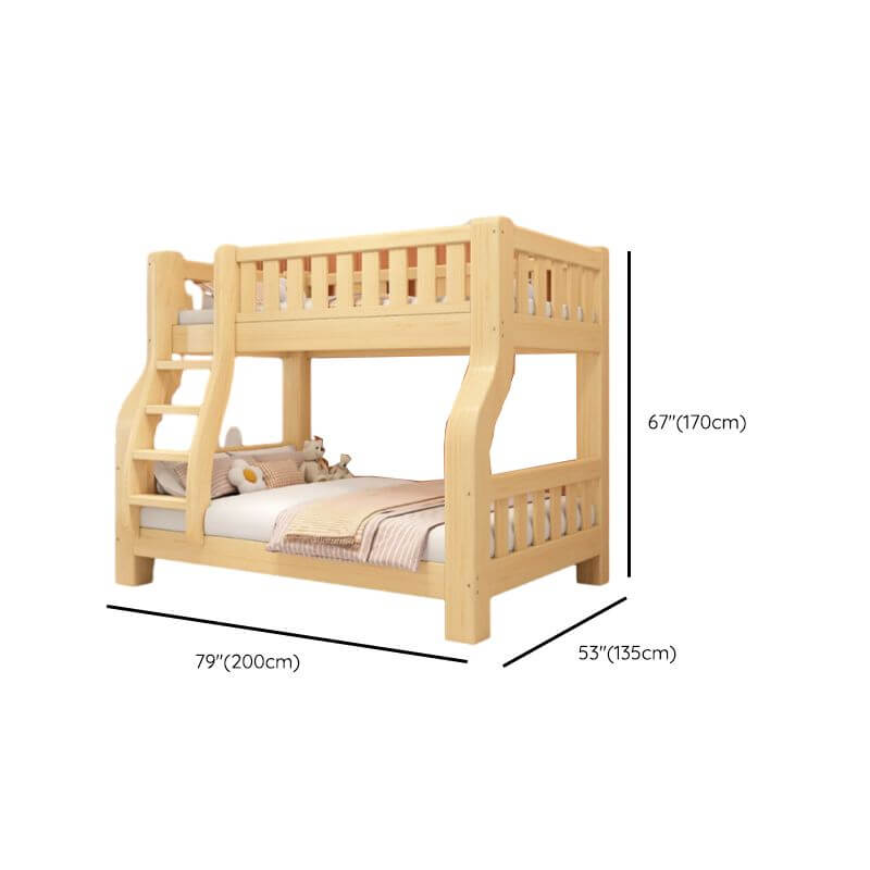 Modern Wood Bunk Bed with Ladder in Natural Finish Dimensions