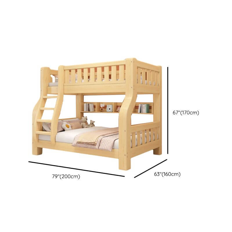Modern Wood Bunk Bed with Ladder in Natural Finish Dimensions