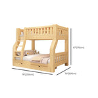 Modern Wood Bunk Bed with Ladder in Natural Finish Dimensions