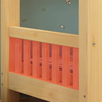 Modern Wood Bunk Bed with Ladder & Mattress, Natural Finish