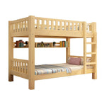 Modern Wood Bunk Bed with Ladder & Mattress, Natural Finish