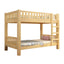 Modern Wood Bunk Bed with Ladder & Mattress, Natural Finish