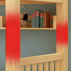 Modern Wood Bunk Bed with Ladder & Mattress, Natural Finish