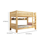 Modern Wood Bunk Bed with Ladder & Mattress, Natural Finish Dimensions