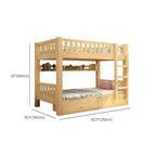 Modern Wood Bunk Bed with Ladder & Mattress, Natural Finish Dimensions