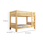 Modern Wood Bunk Bed with Ladder & Mattress, Natural Finish Dimensions