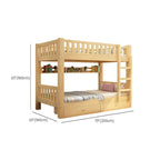 Modern Wood Bunk Bed with Ladder & Mattress, Natural Finish Dimensions
