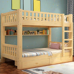 Modern Wood Bunk Bed with Ladder & Mattress, Natural Finish Main Product Image