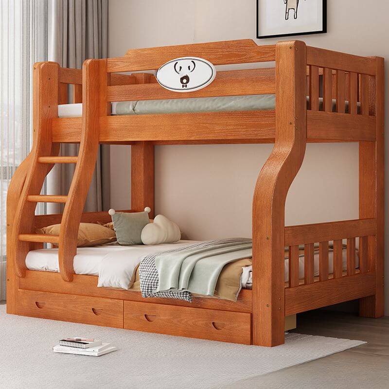Modern Wood Bunk Bed with Ladder - Versatile Space-Saving Solution
