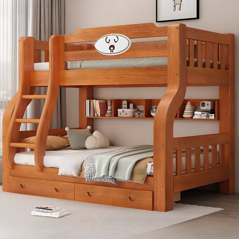 Modern Wood Bunk Bed with Ladder - Versatile Space-Saving Solution