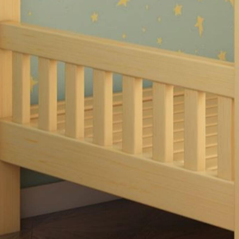 Modern Wood Bunk Bed with Storage Drawers, Natural Finish