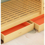 Modern Wood Bunk Bed with Storage Drawers, Natural Finish