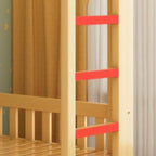 Modern Wood Bunk Bed with Storage Drawers, Natural Finish