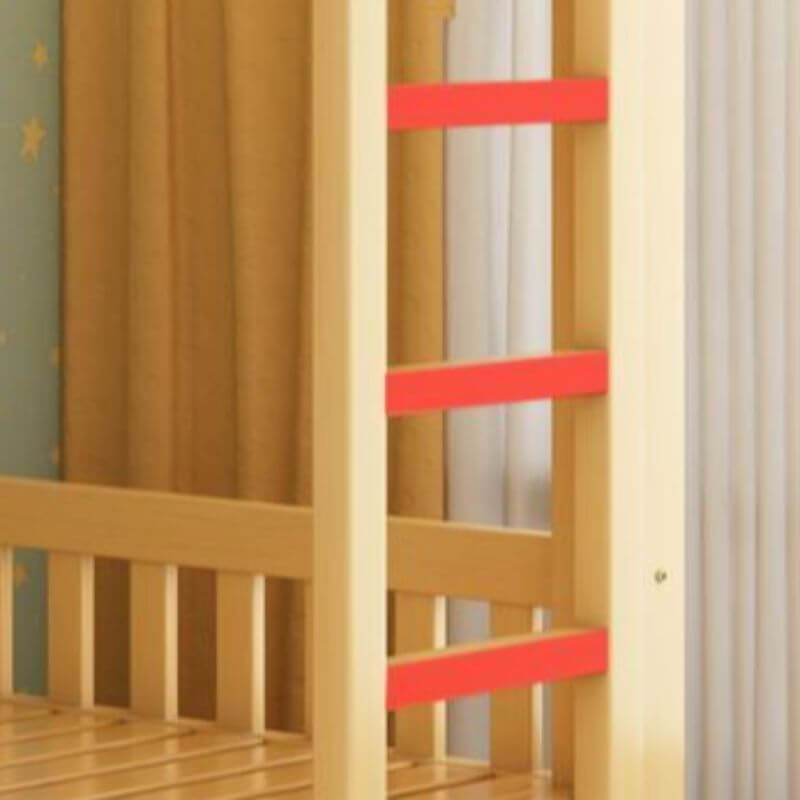 Modern Wood Bunk Bed with Storage Drawers, Natural Finish