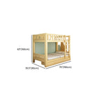 Modern Wood Bunk Bed with Storage Drawers, Natural Finish Dimensions