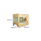 Modern Wood Bunk Bed with Storage Drawers, Natural Finish Dimensions