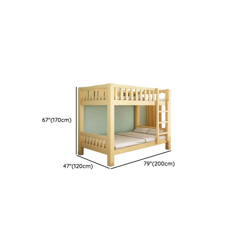 Modern Wood Bunk Bed with Storage Drawers, Natural Finish Dimensions