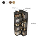 Modern Wood Corner Bookcase with 5-6 Shelves and Closed Back Dimensions