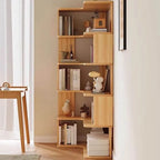 Modern Wood Corner Bookcase with 5-6 Shelves and Closed Back Main Product Image