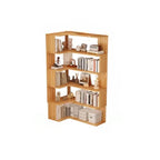 Modern Wood Corner Bookcase with Open Back & Adjustable Shelves