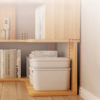 Modern Wood Corner Bookcase with Open Back & Adjustable Shelves