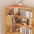 Modern Wood Corner Bookcase with Open Back & Adjustable Shelves