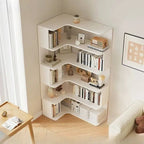 Modern Wood Corner Bookcase with Open Back & Adjustable Shelves