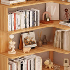 Modern Wood Corner Bookcase with Open Back & Adjustable Shelves