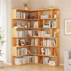 Modern Wood Corner Bookcase with Open Back & Adjustable Shelves Main Product Image