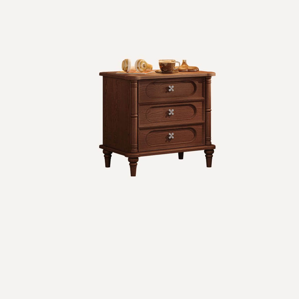 Modern Wood Drawer Storage Nightstand in Nut/Brown Finish