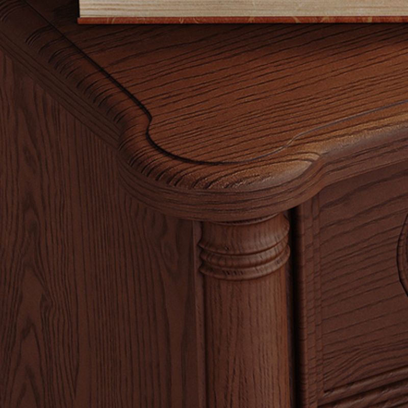 Modern Wood Drawer Storage Nightstand in Nut/Brown Finish